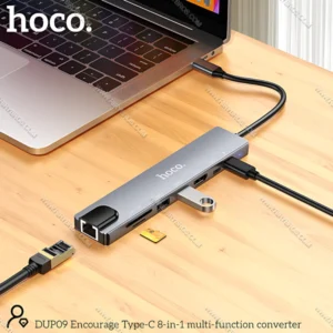 מפצל USB-C 8 ב־1 Hoco DUP09 בצבע אפור מטאלי