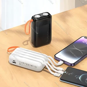 מטען נייד 10000mAh עם כבלים מובנים HOCO J151